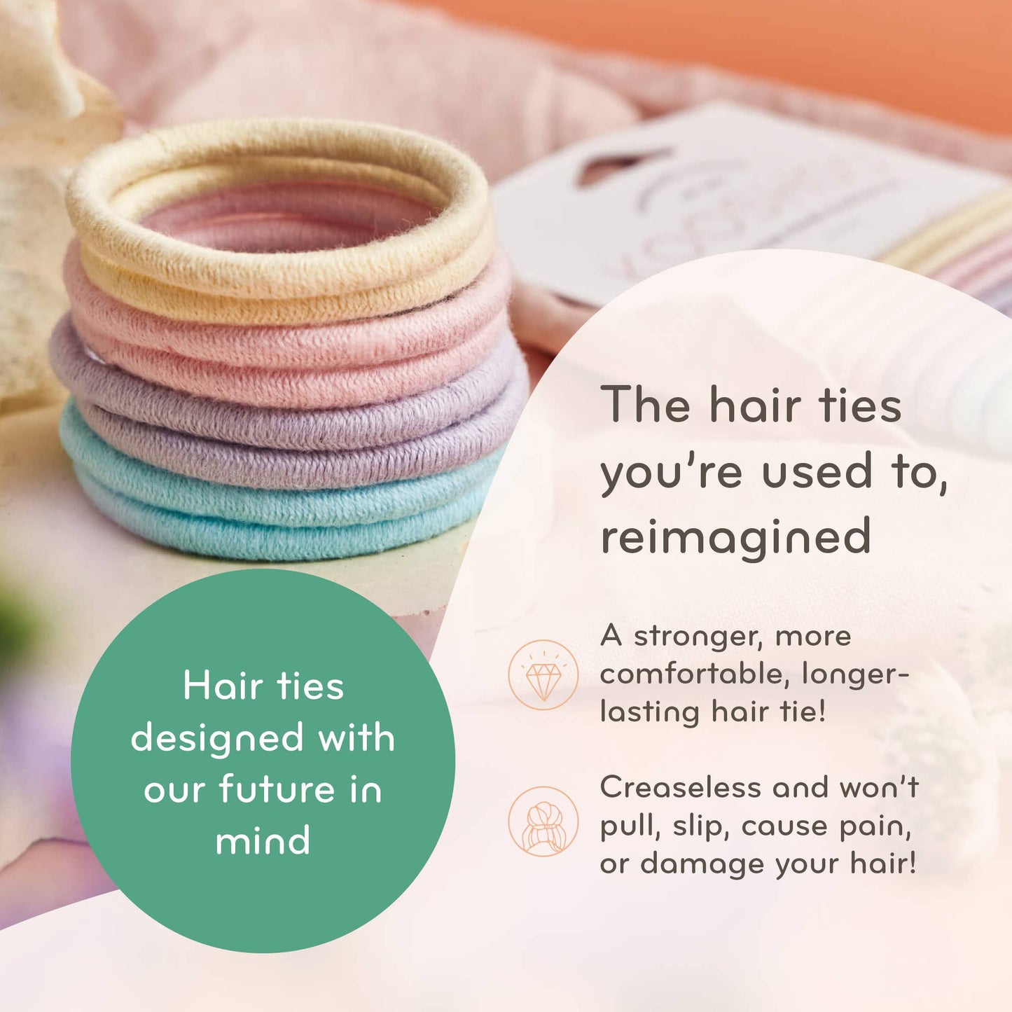 KOOSHOO - Plastic-free Round Hair Ties - Mondo 8-pack - Golden Fibres KOOSHOO