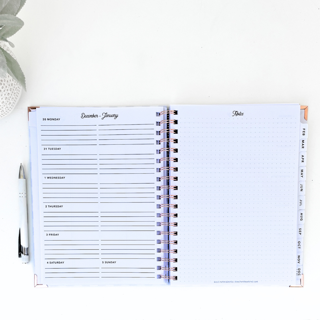 2025 Planner | Plaid Blue Monthly Weekly Sustainable Planner Paper Baristas