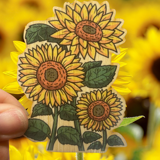 Bamboo Wood Stickers - Bunch of Sunflowers Bamboo Wood Stickers