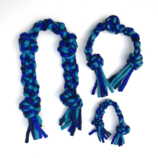 Dharma Dog Karma Cat - Dharma Dog Toy, Knotted Rope Pull, Blue/Turquoise: 10" Dharma Dog Karma Cat