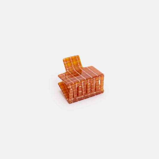 Midi Box Claw in Caramel Plaid CHUNKS