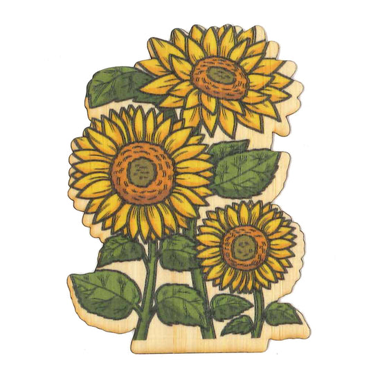 Bamboo Wood Stickers - Bunch of Sunflowers Bamboo Wood Stickers