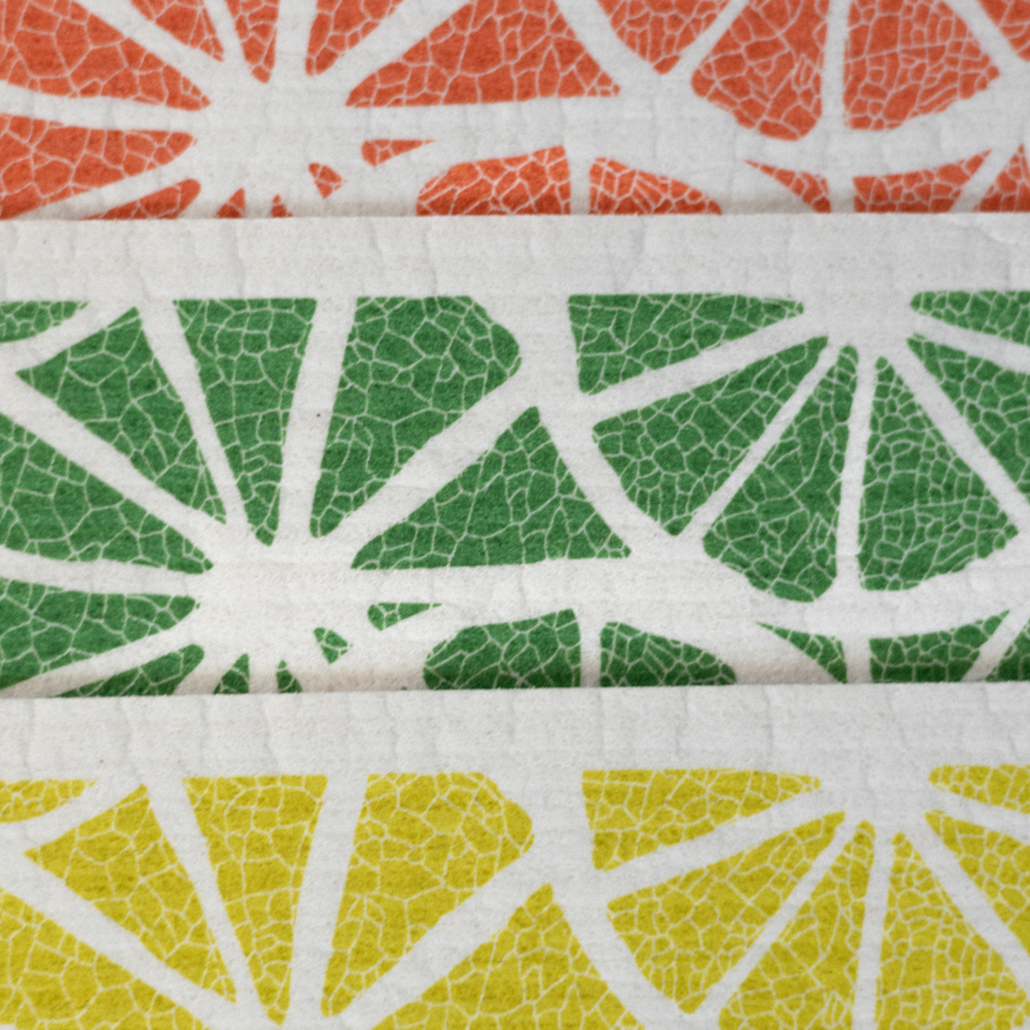 Paper Baristas - Set of 3 Swedish Dishcloth: Orange Yellow Green Citrus Fruit Paper Baristas