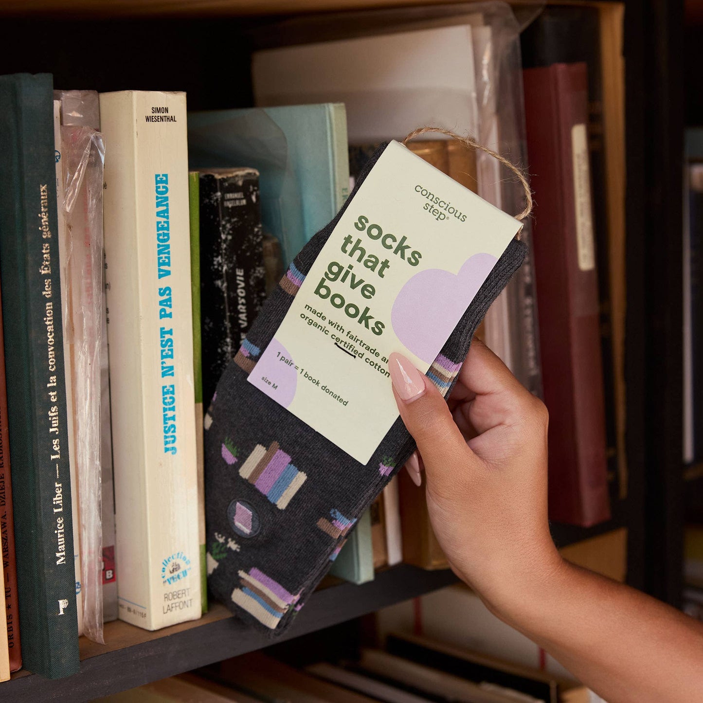 Socks that Give Books | Gray Bookshelves - Gifts for Readers