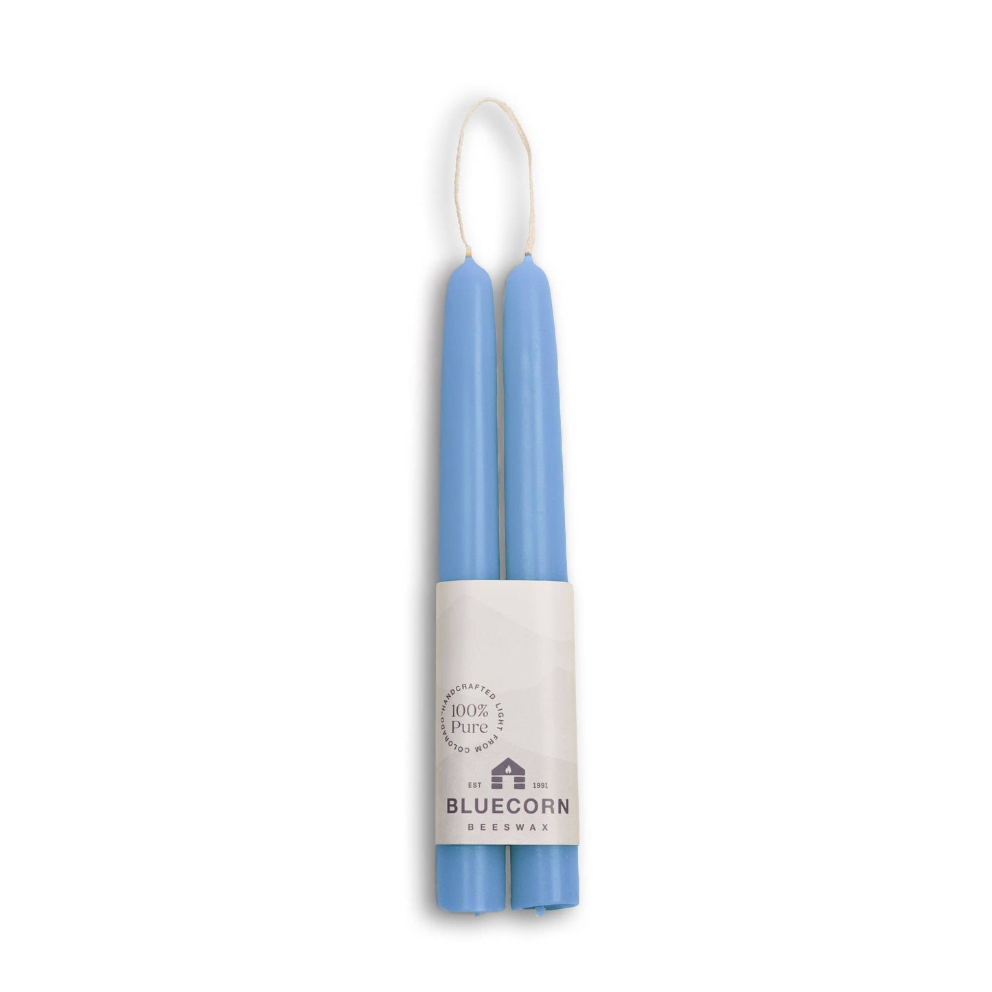 Pair of Hand-Dipped Beeswax Taper Candles — Premium Handcrafted Beeswax Tapers Bluecorn Candles