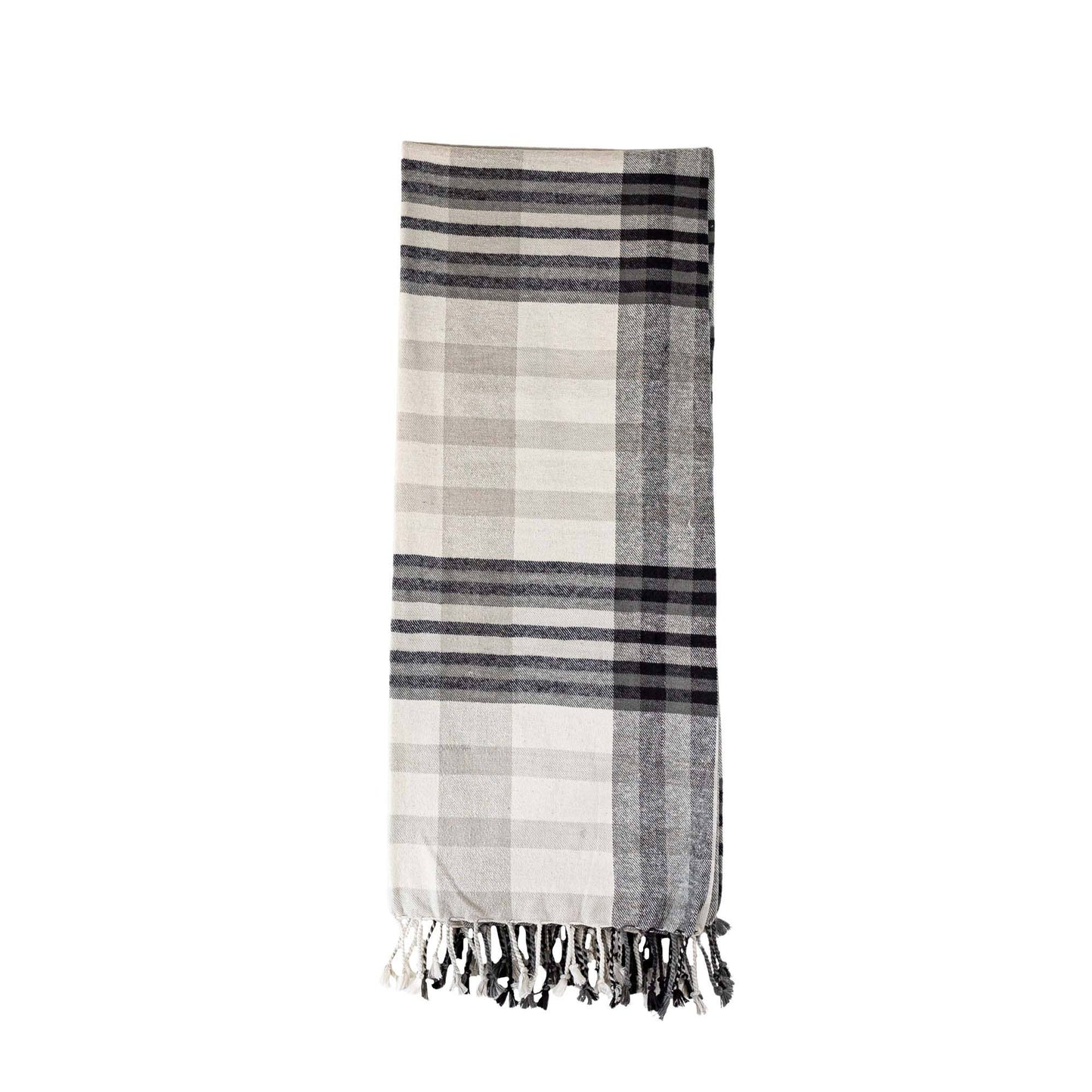 Foreside Home & Garden - Arlen Woven Plaid Throw Blanket Black Cotton, Fall Decor Foreside Home & Garden