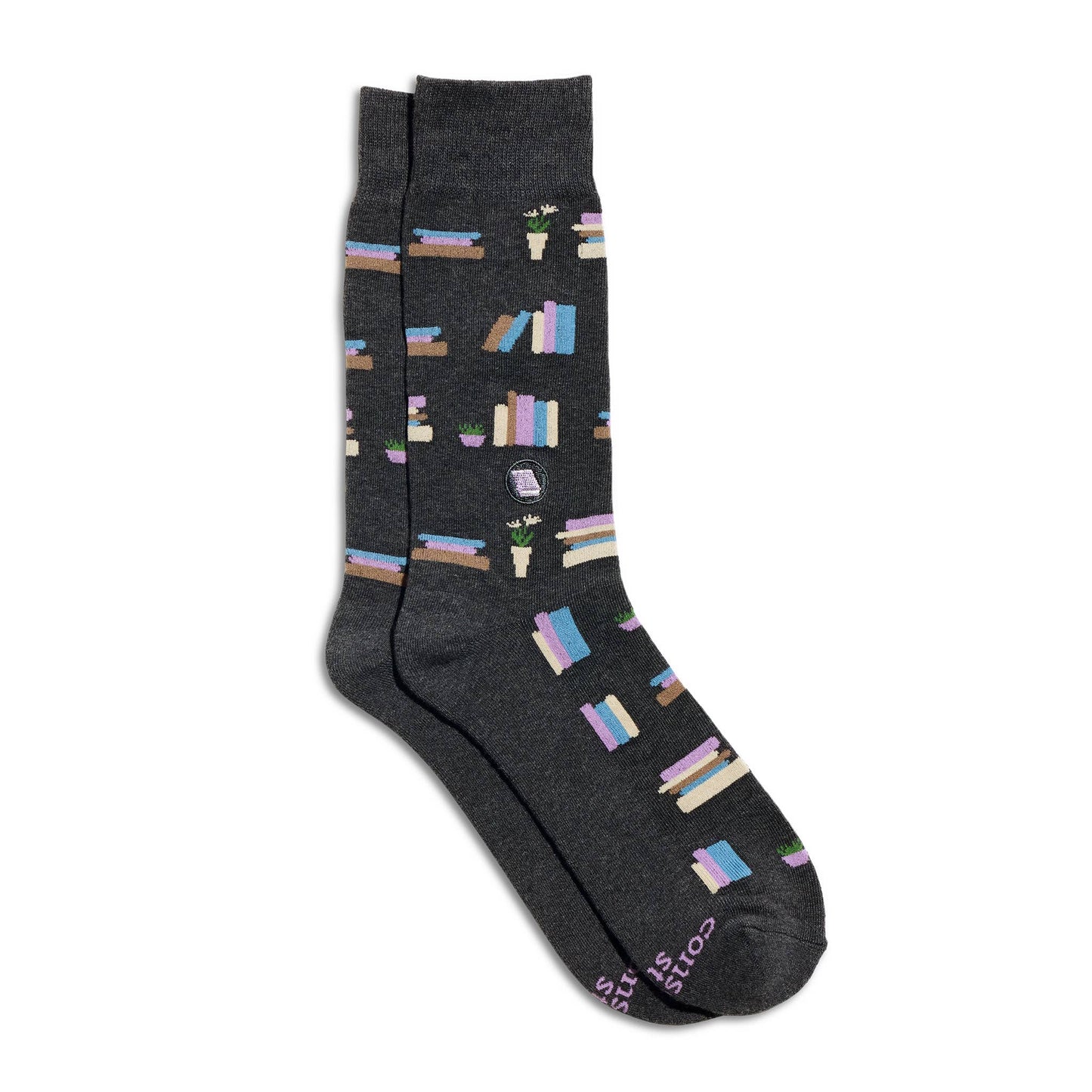 Socks that Give Books | Gray Bookshelves - Gifts for Readers