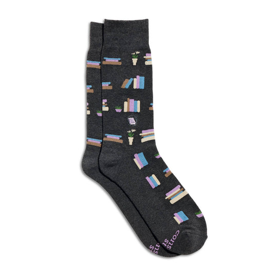 Socks that Give Books | Gray Bookshelves - Gifts for Readers