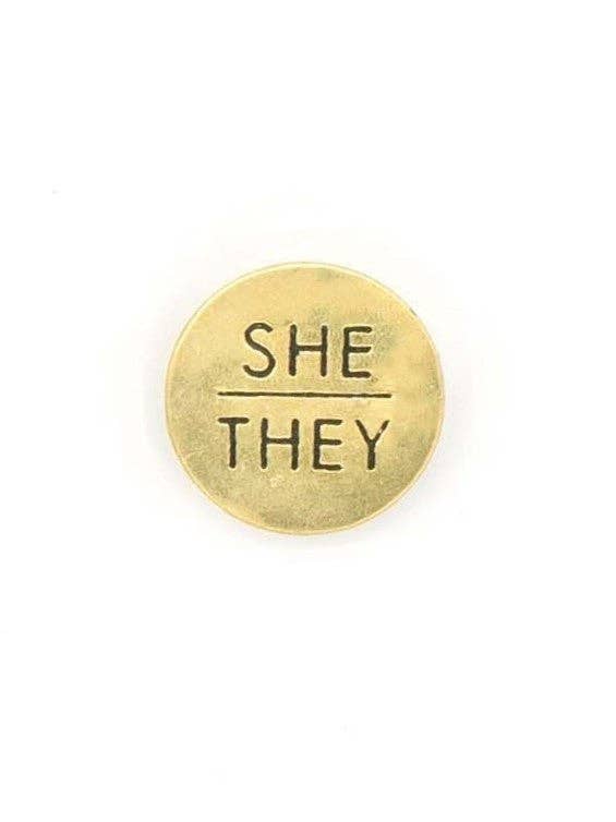 Pronoun Pins - Brass Fair Anita