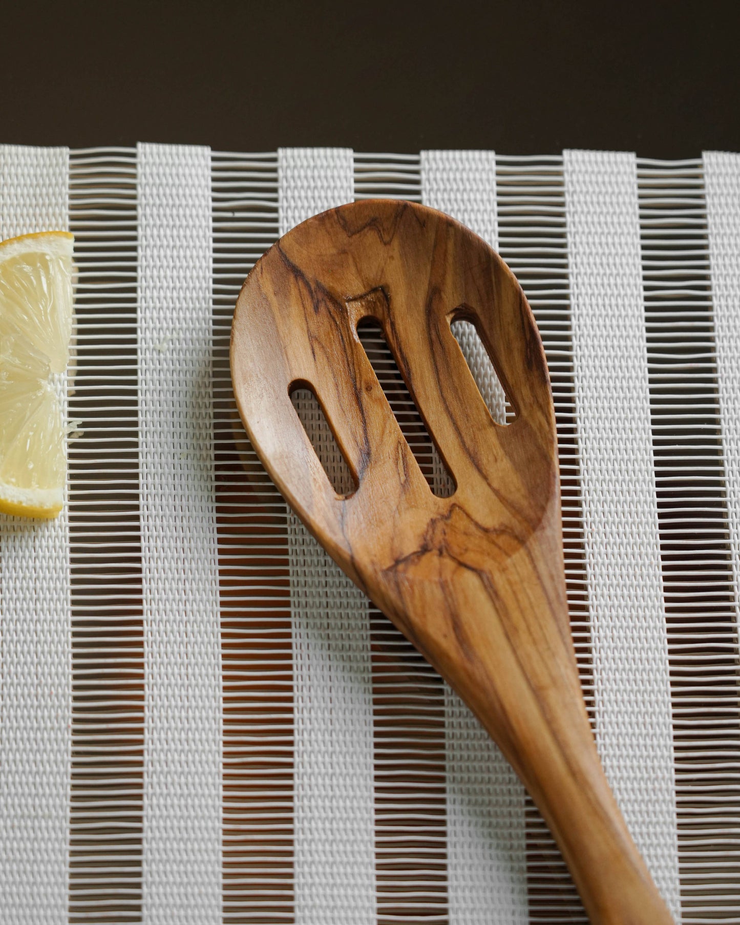 Handmade Olive Wood Slotted Spoon for Serving Handcrafted Olivewood