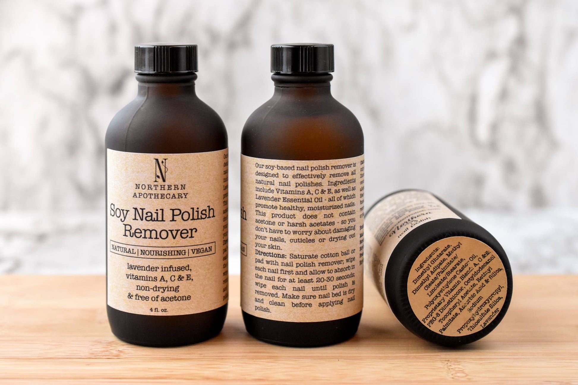 Natural Nail Polish Remover Vegan NO Toxins Soy Lavender Vit Northern Nail Polish