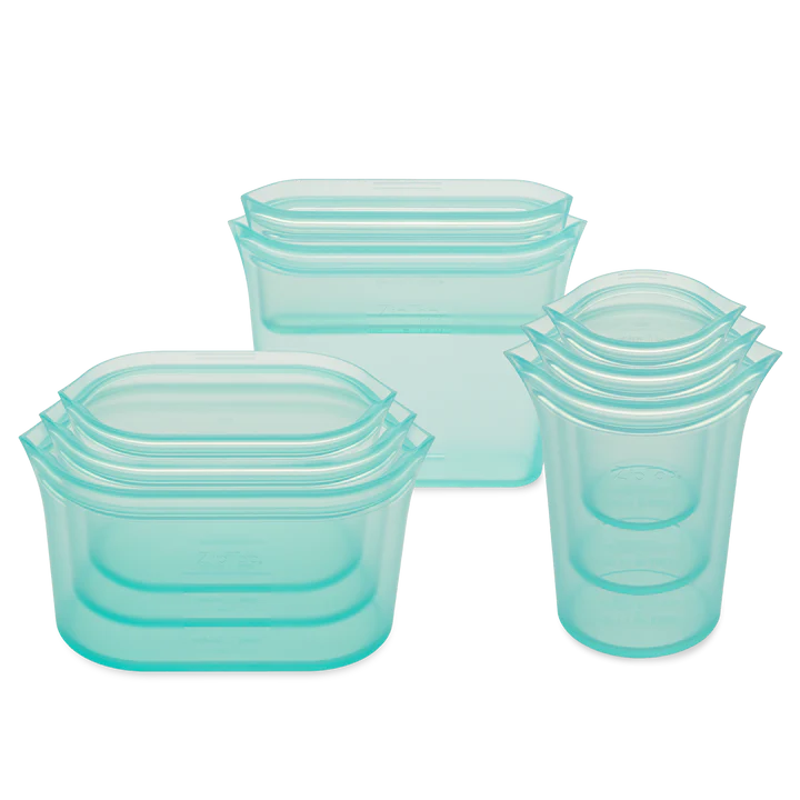 Ful 8Set (2 Bag/3 Cup/3 Dish) - Teal Zip Top