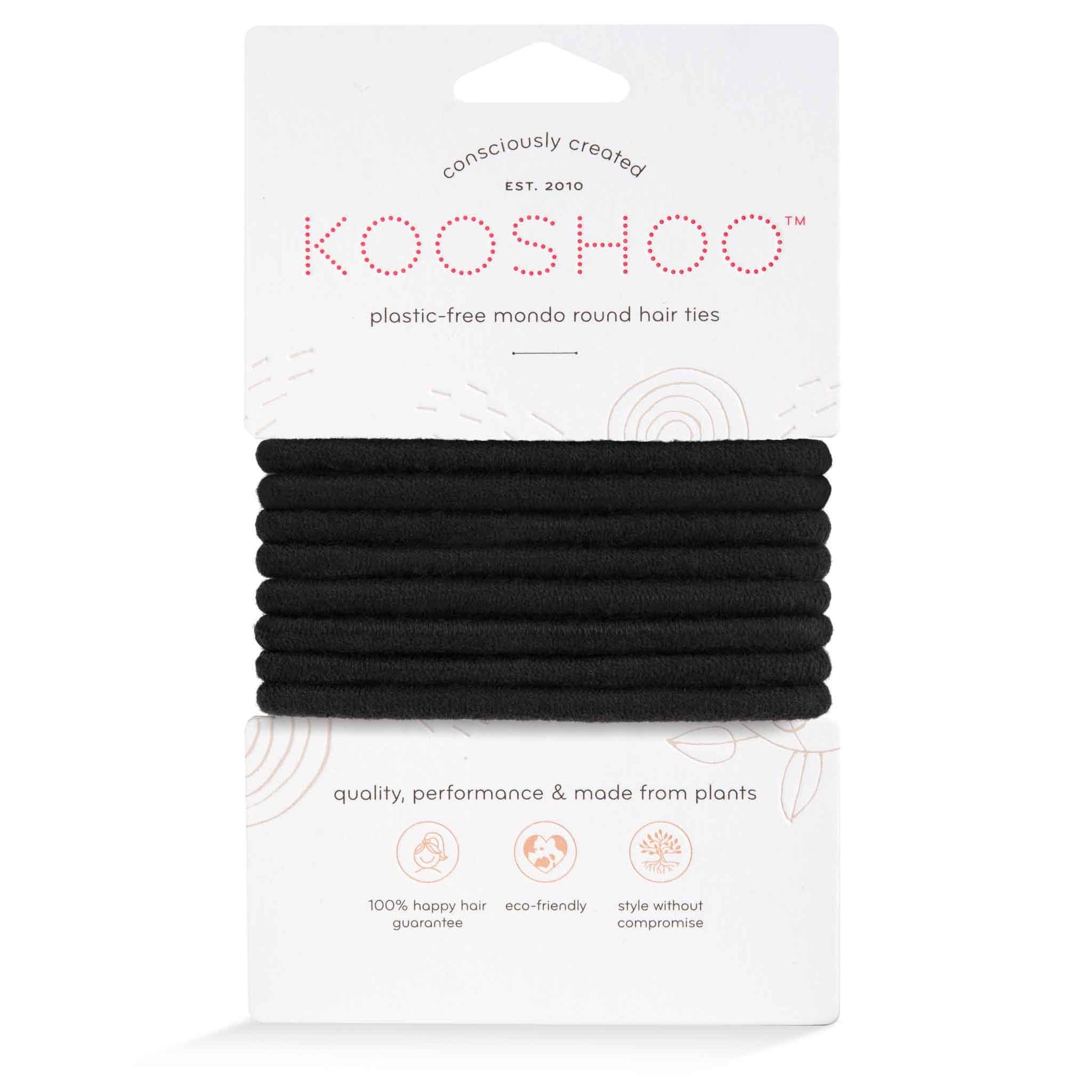 KOOSHOO - Plastic-free Round Hair Ties - Mondo 8-pack - Black KOOSHOO