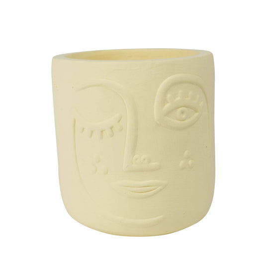 Ten Thousand Villages - Winky Face Cream Terracotta Planter 4" Ten Thousand Villages