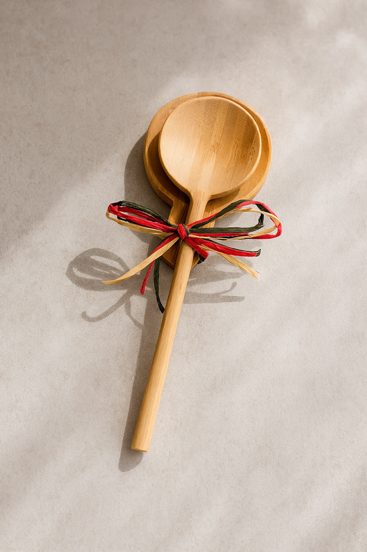 Bamboo Kitchen Serving Spoon and Rest Gift Set | Bestseller Bamboo Switch