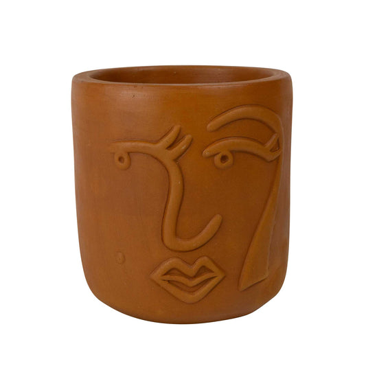 Ten Thousand Villages - Full Lashes Terracotta Face Planter 4" Ten Thousand Villages