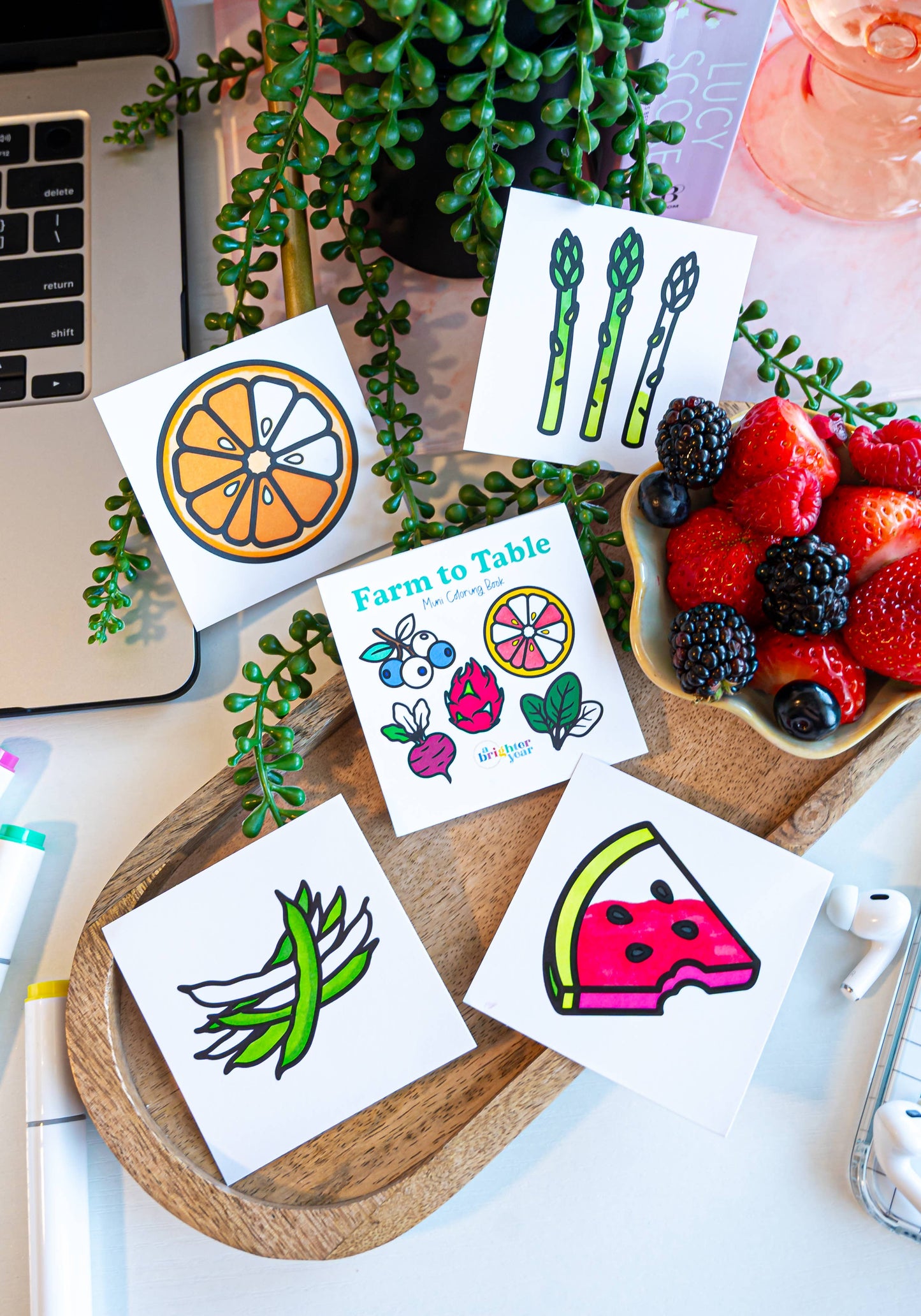Farm To Table Mini Coloring Book - Fruits & Veggies Themed