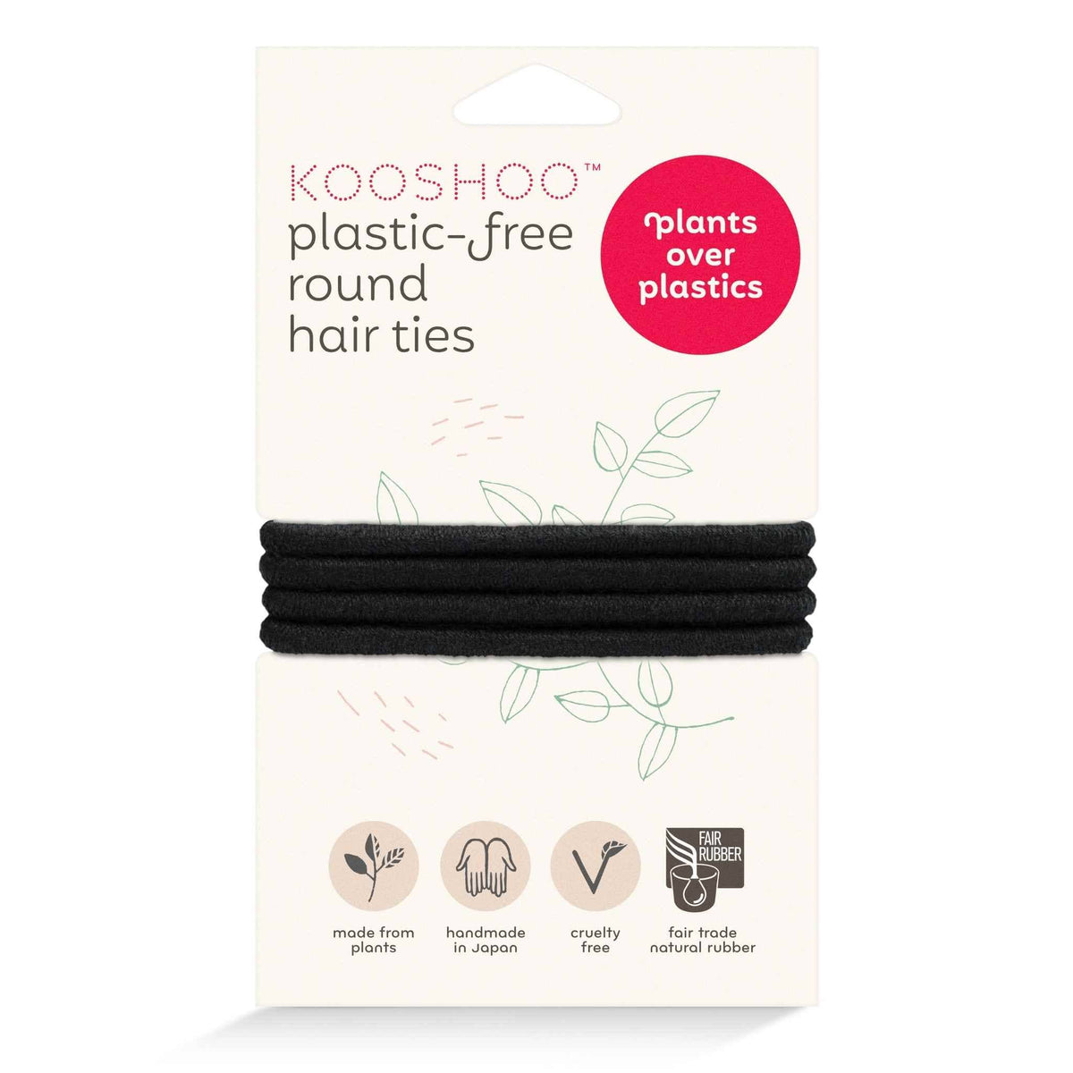 Plastic-free Organic Hair Ties - Medium to Thick Hair, Black