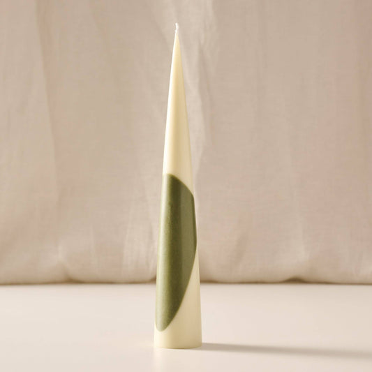 Esuk Green Tone Striped Palm Wax Cone Candle