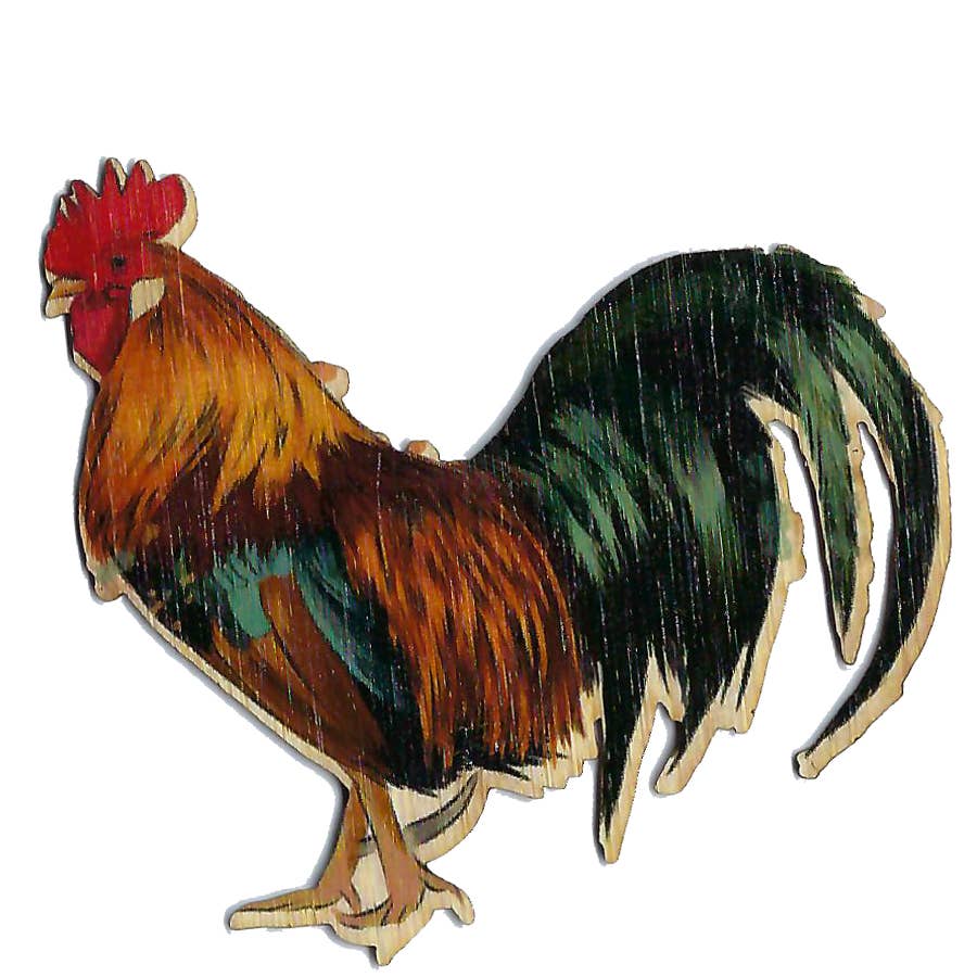 Bamboo Wood Stickers - Rooster Bamboo Wood Stickers