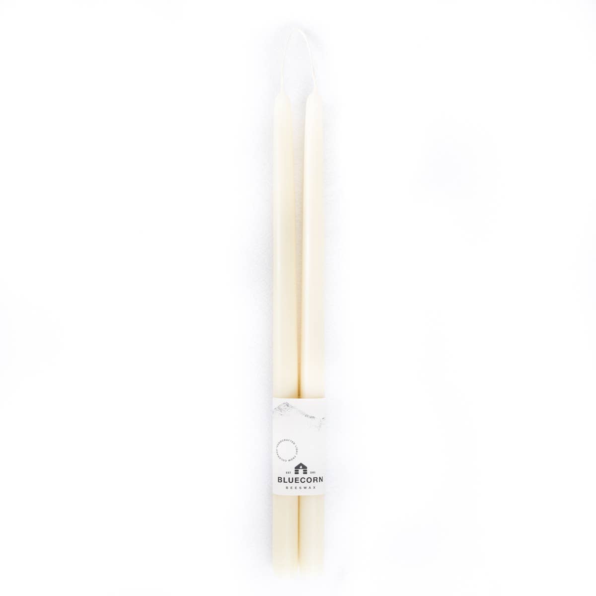 Pair of Hand-Dipped Beeswax Taper Candles: 8" / Black Bluecorn Candles