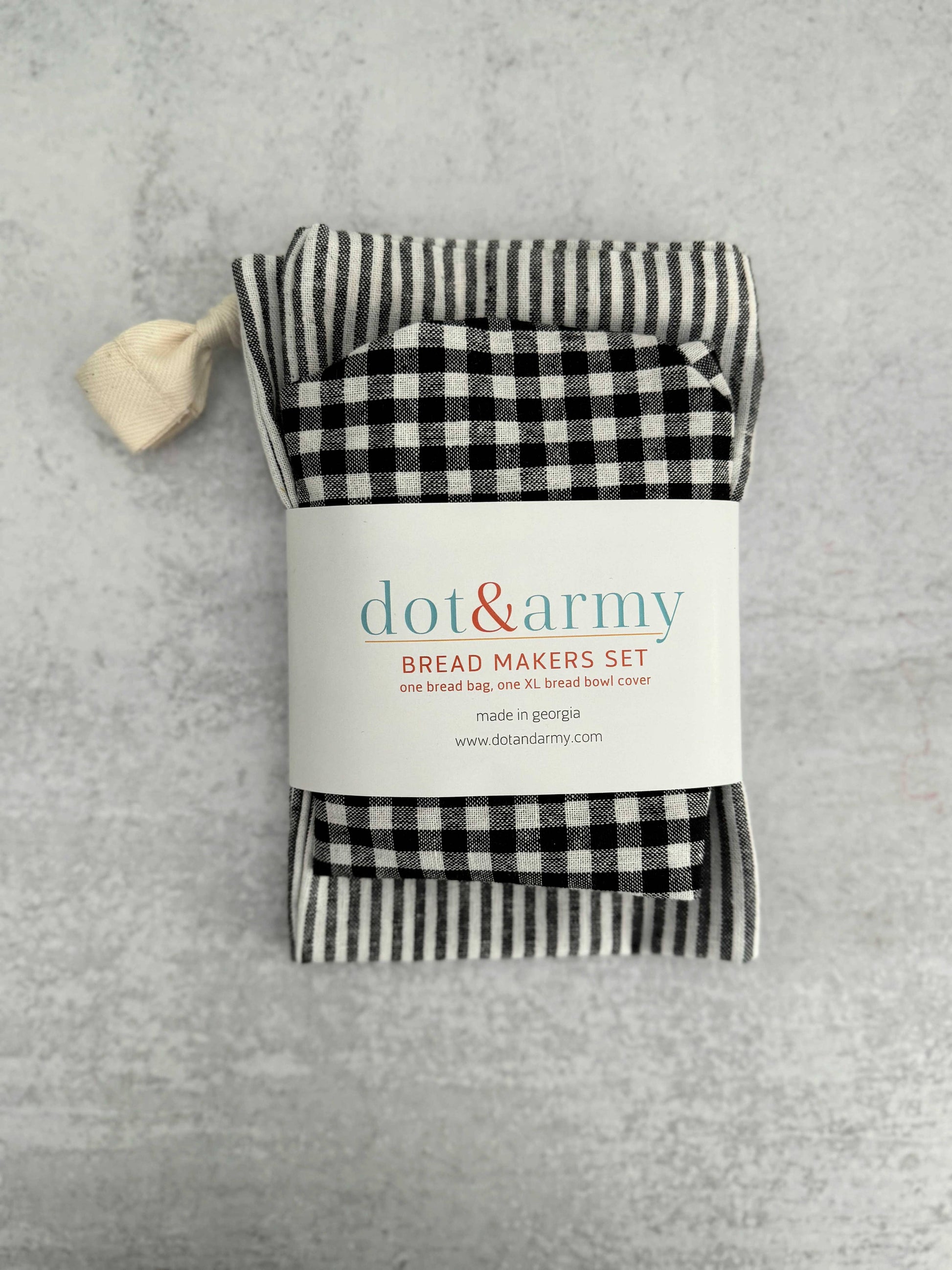 Stripe and Check Bread Makers Set, bread bag & bowl cover Dot and Army