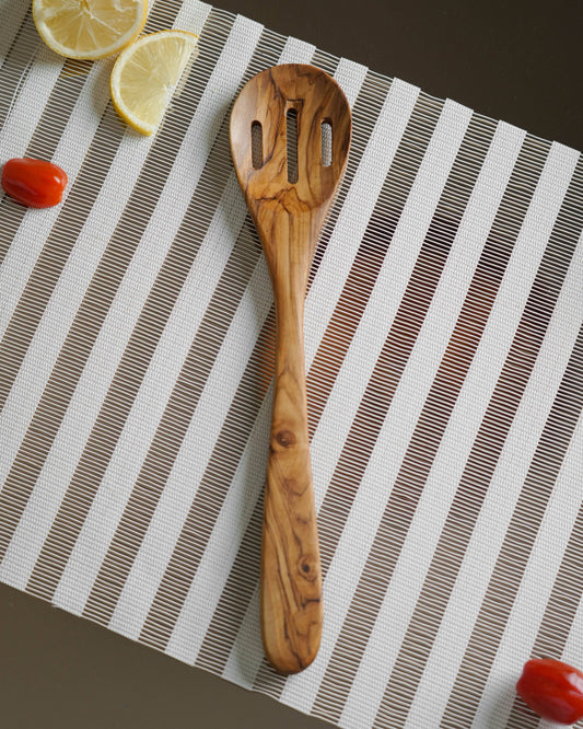 Handmade Olive Wood Slotted Spoon for Serving Handcrafted Olivewood