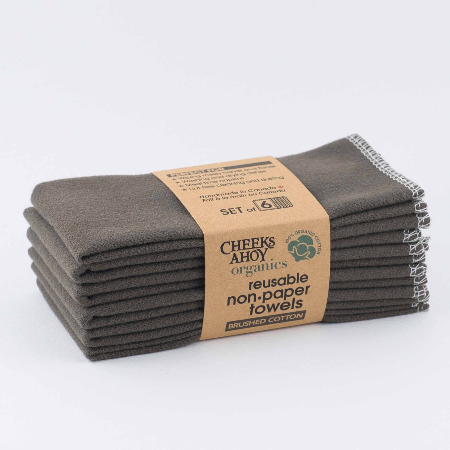 Cheeks Ahoy - Organic Brushed Cotton Non•Paper Towels: 12-pk / Olive Cheeks Ahoy