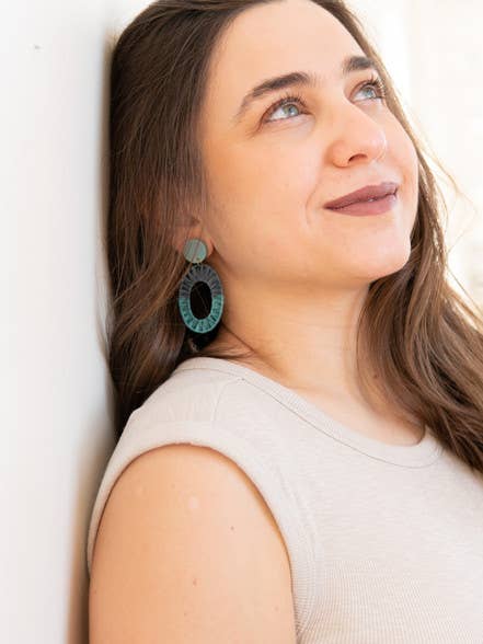 Blue Raffia Statement Earrings