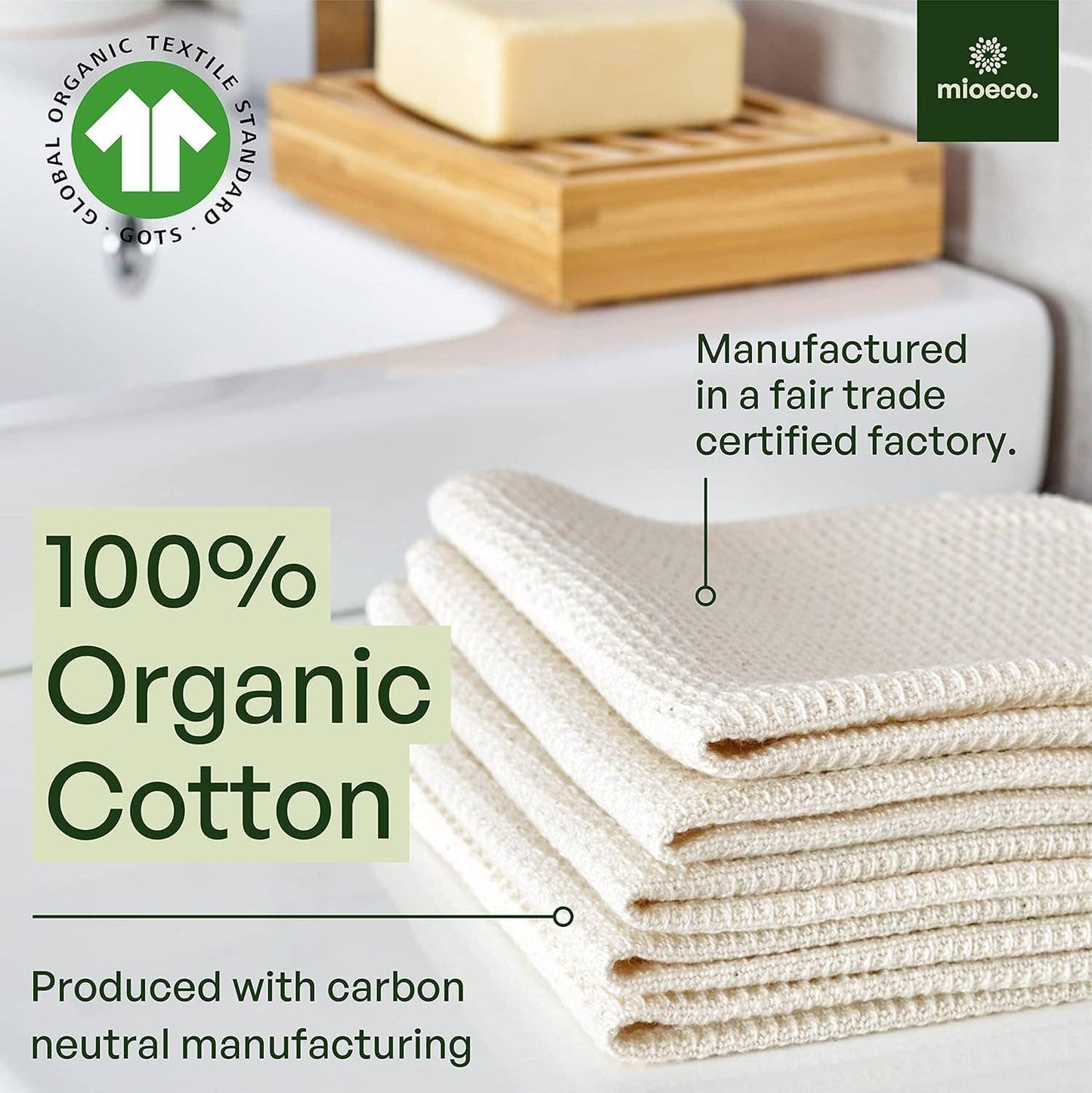 MioEco Unpaper Towels Organic Cotton Reusable Large 5 Pack MioEco