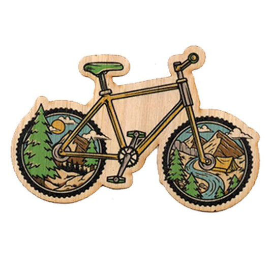 Bamboo Wood Stickers - Camping Bike Bamboo Wood Stickers