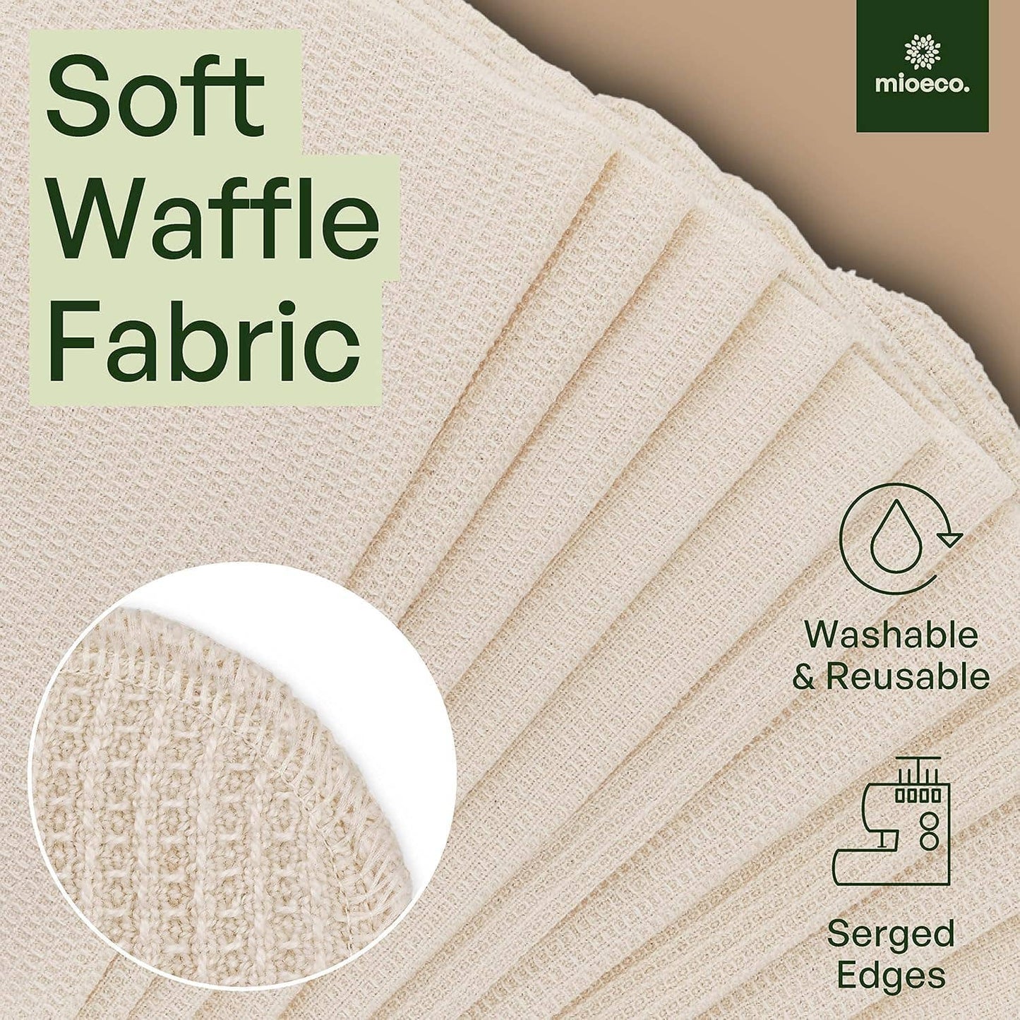 MioEco Unpaper Towels Organic Cotton Reusable Large 5 Pack MioEco