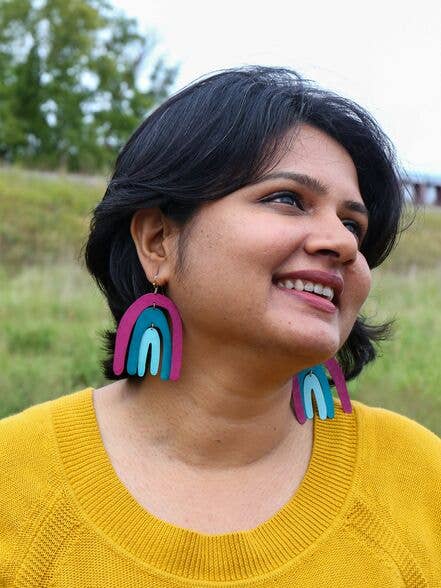 Painted Rainbow Statement Earrings Fair Anita