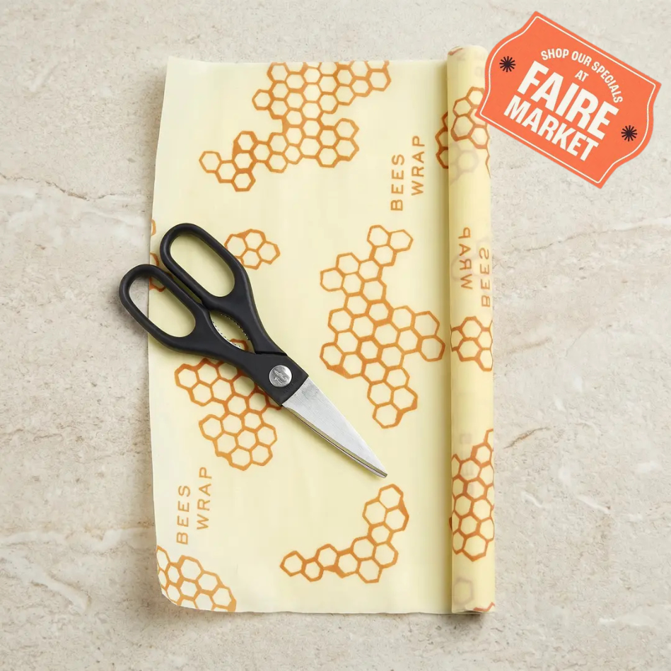 Bees Wrap Reusable Beeswax Food Wrap Roll - Honeycomb Print
