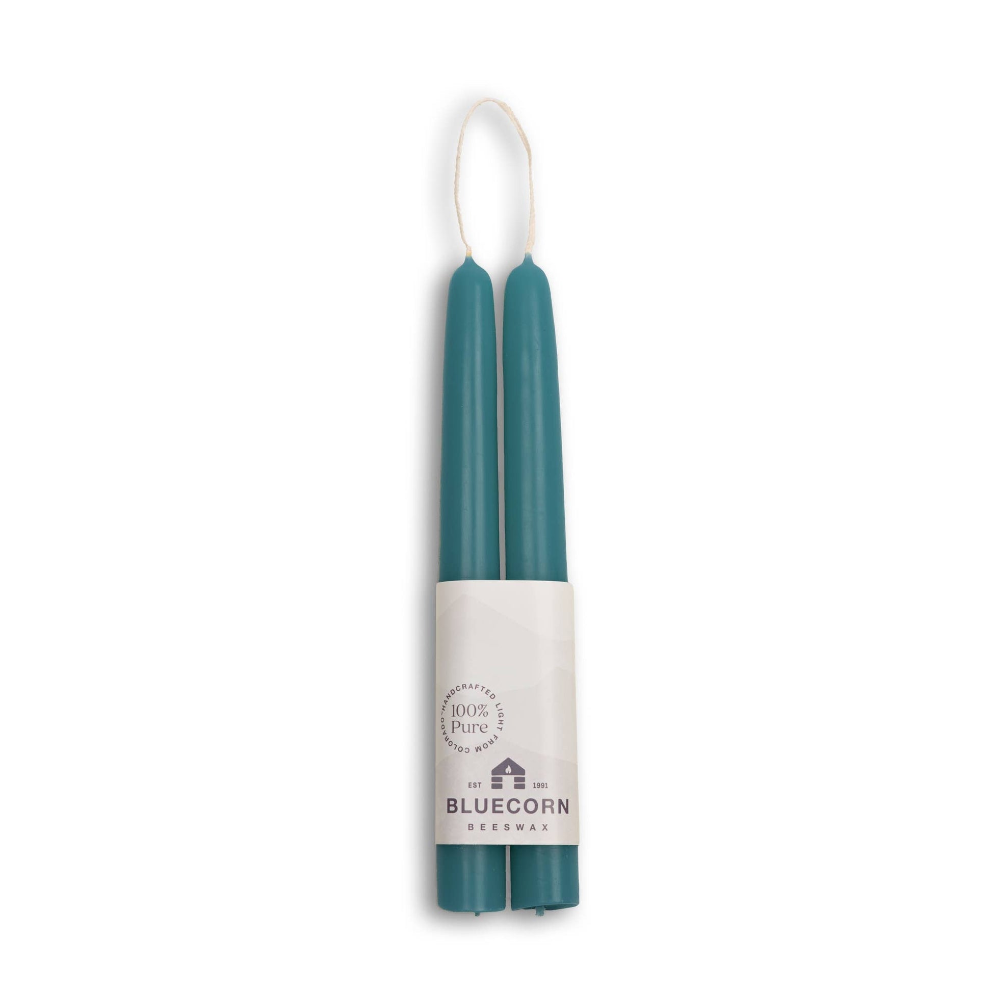 Pair of Hand-Dipped Beeswax Taper Candles — Premium Handcrafted Beeswax Tapers Bluecorn Candles