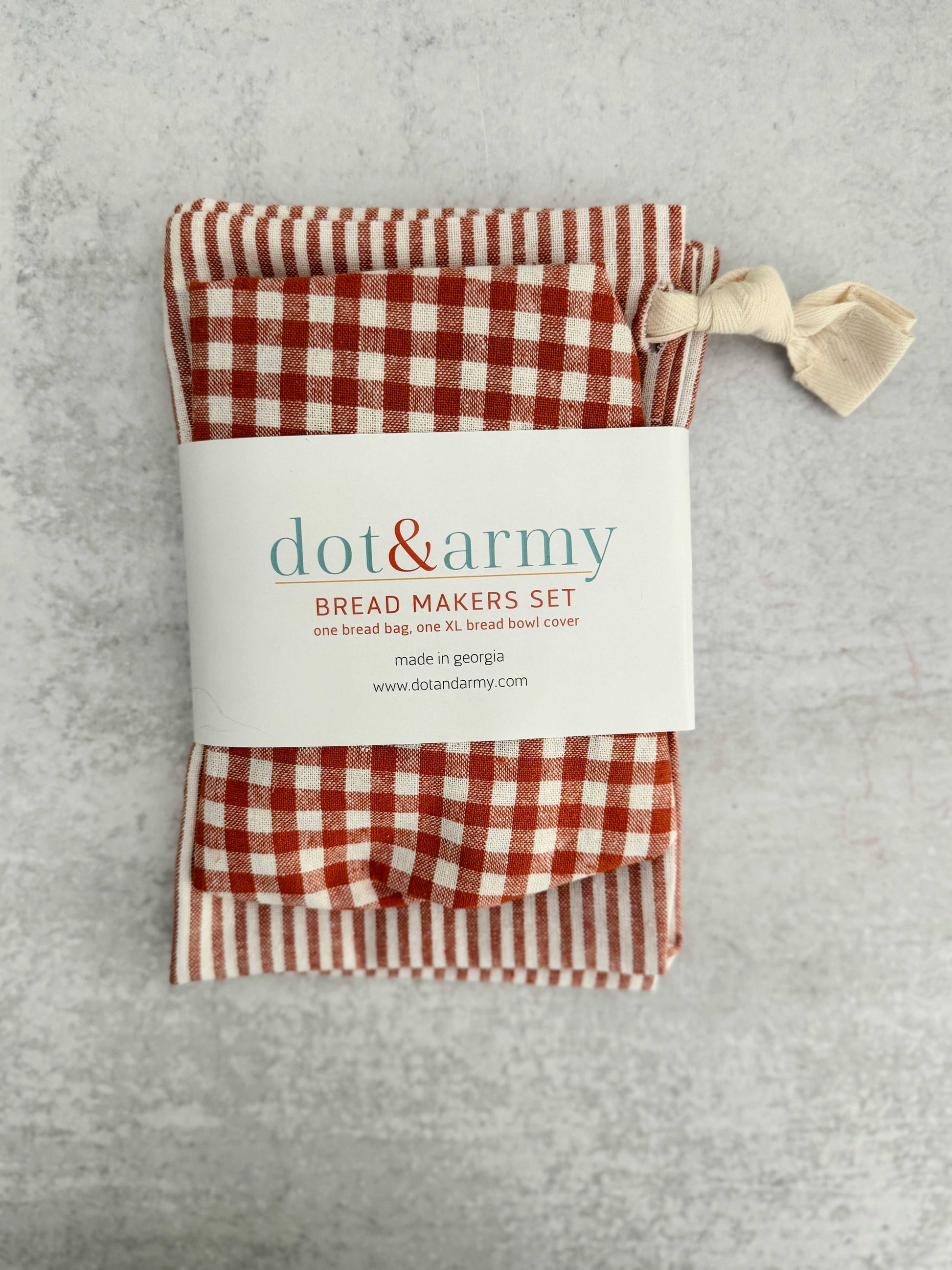 Stripe and Check Bread Makers Set, bread bag & bowl cover Dot and Army