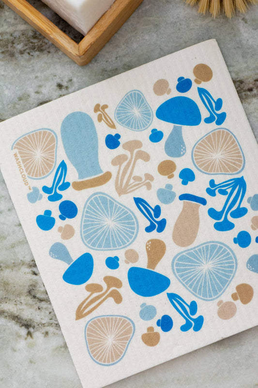 WASHCLOUD® BLUE SHROOM™ Swedish Dish Cloth - No Tox Life No Tox Life