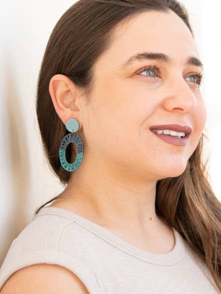 Blue Raffia Statement Earrings