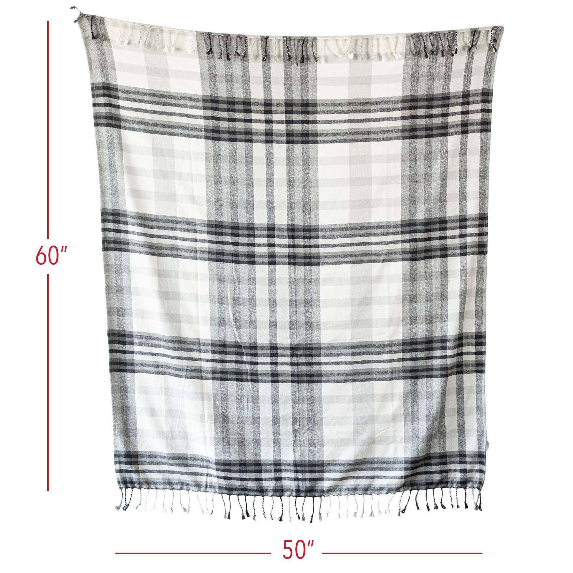 Foreside Home & Garden - Arlen Woven Plaid Throw Blanket Black Cotton, Fall Decor Foreside Home & Garden