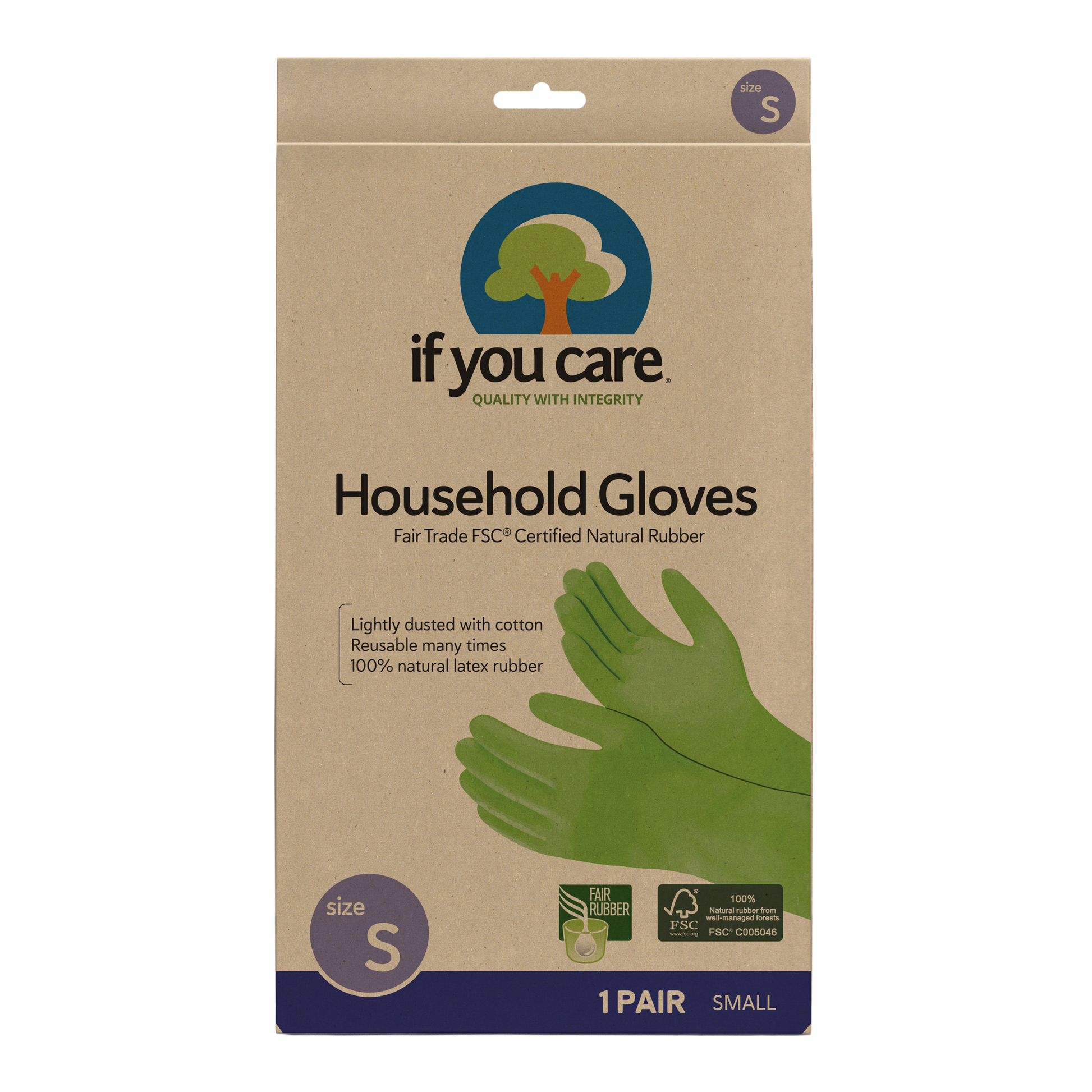 If You Care - Fsc Certified Fair Trade Latex Household Gloves Small If You Care