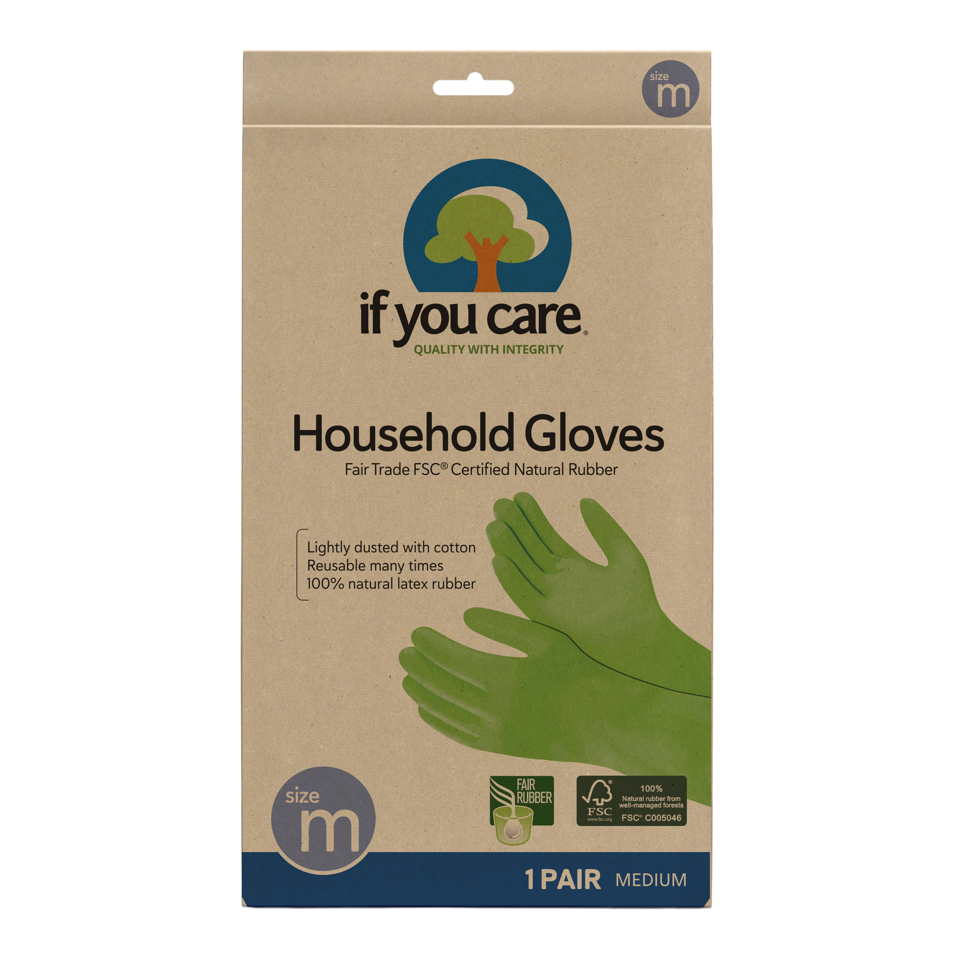 If You Care - Fsc Certified Fair Trade Latex Household Gloves Medium If You Care