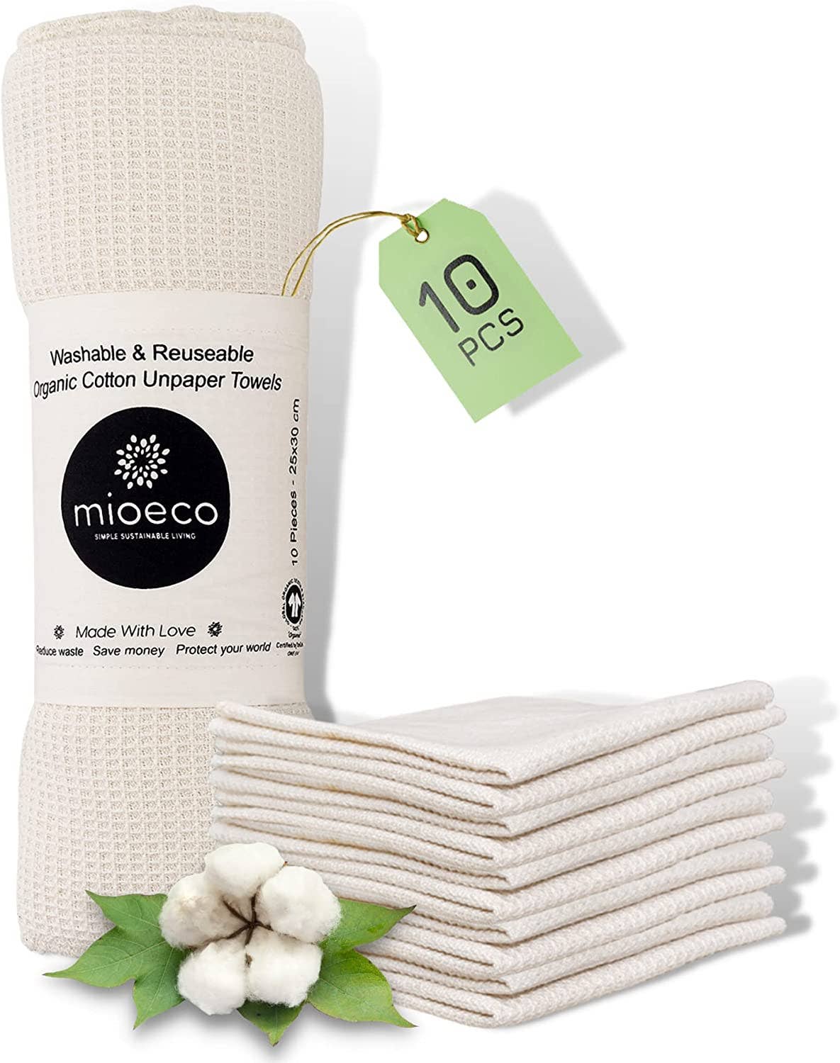 Organic Cotton Reusable Cloth Paper Towels MioEco