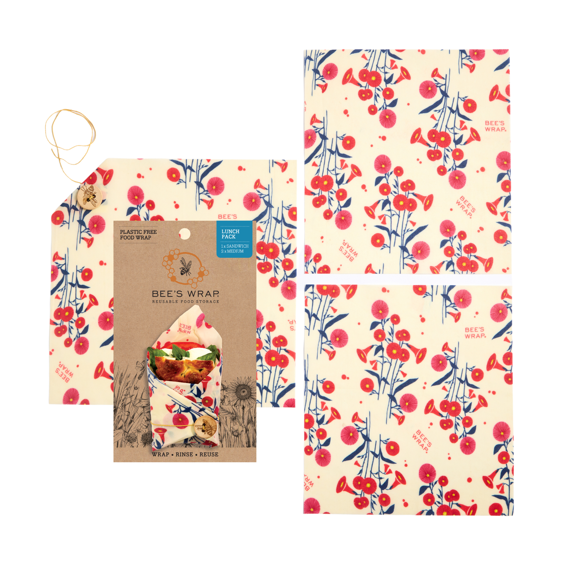 Bee's Wrap - New! The Lunch Pack - Full Bloom Bee's Wrap
