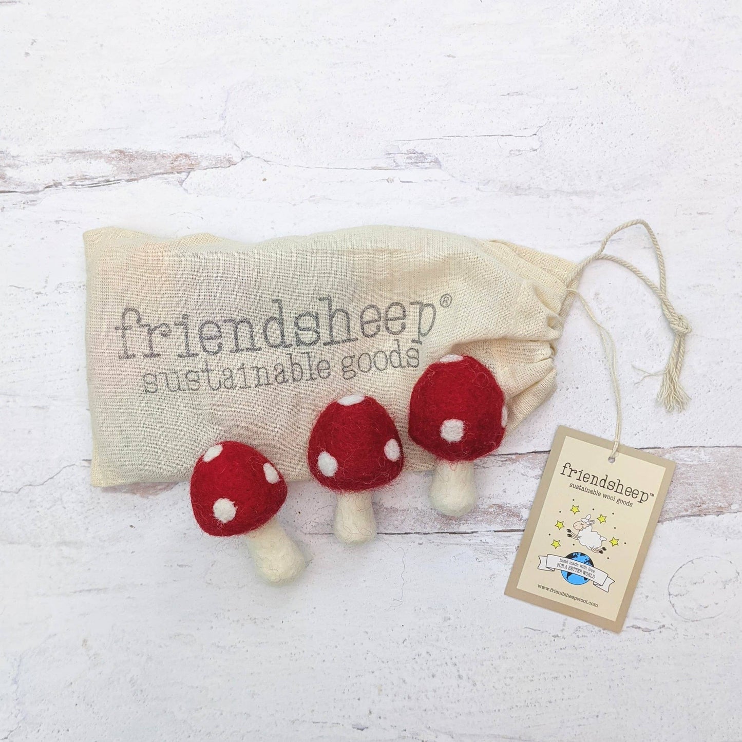Red Amanita Mushrooms Eco Toys/Fresheners - Set of 3: PACKAGE FREE Friendsheep