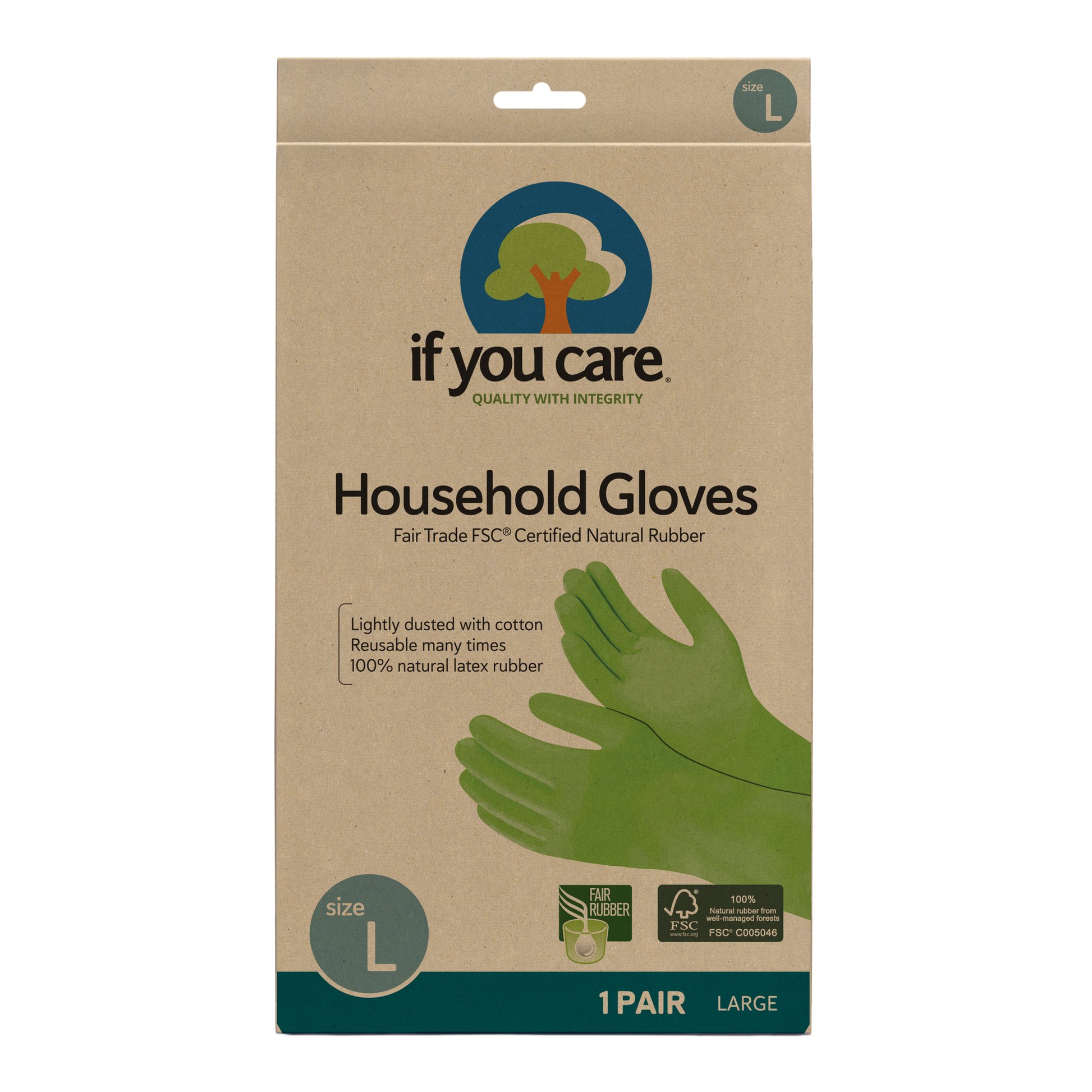 If You Care - Fsc Certified Fair Trade Latex Household Gloves Large If You Care