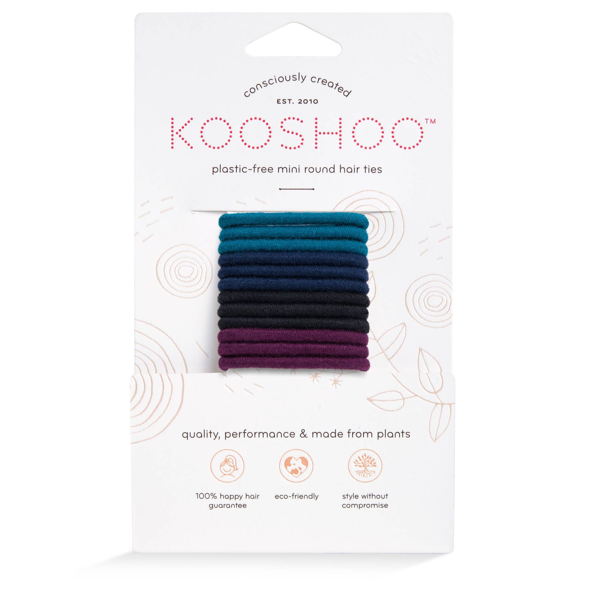 Plastic-free Round Hair Ties - Mini 12-pack - Dark Hues KOOSHOO