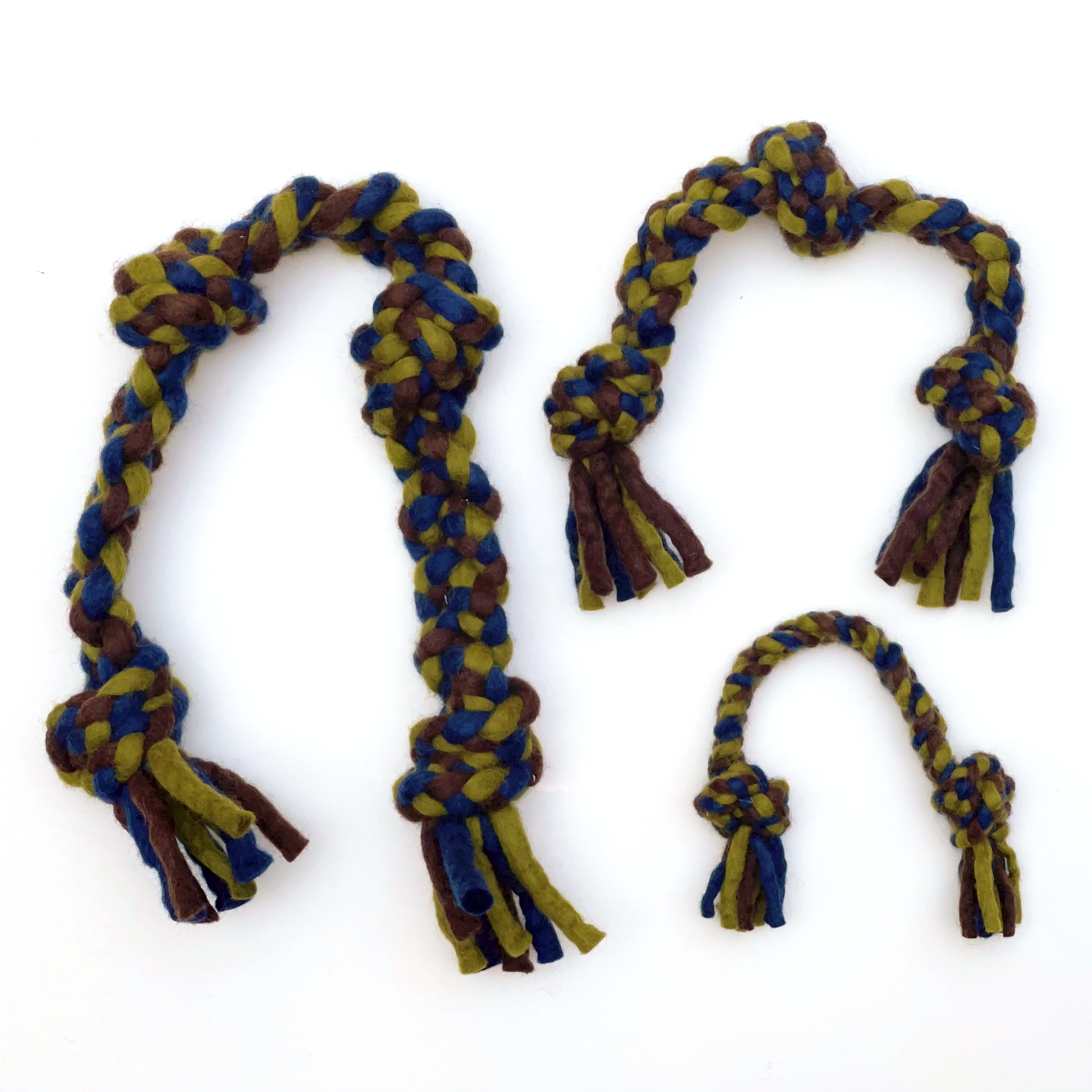 Knotted Rope Pull, Navy/Green - 15" Dharma Dog Karma Cat