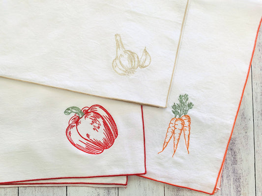 Vegetable Flour Sack Towels, set of three Dot and Army