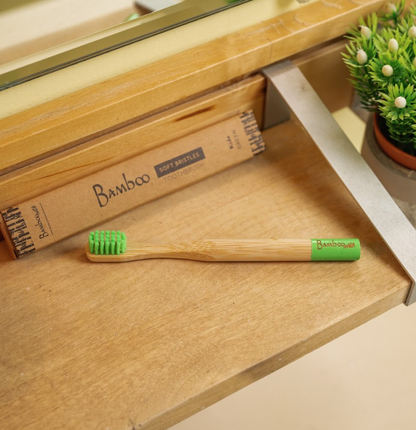 Bamboo Kids Toothbrush - Eco-Friendly Soft Bristles with Biodegradable Handle Bamboo Switch